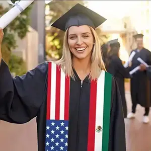 USA and International Flag Graduation Stole Sash for International Graduation