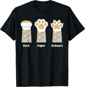Funny Rock Paper Scissors Leopard Cat Paw T-Shirt