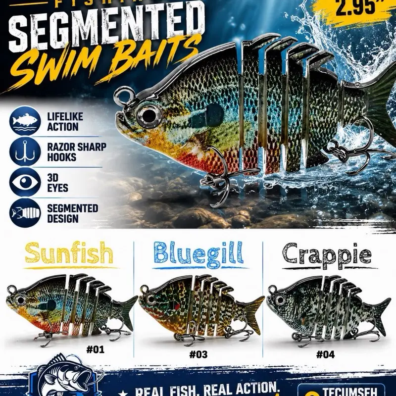 2-1/2” Bluegill Series Segmented Swim Baits 2-1/2” Bluegill Series Segmented Swim Baits