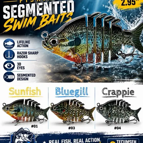 2-1/2” Bluegill Series Segmented Swim Baits