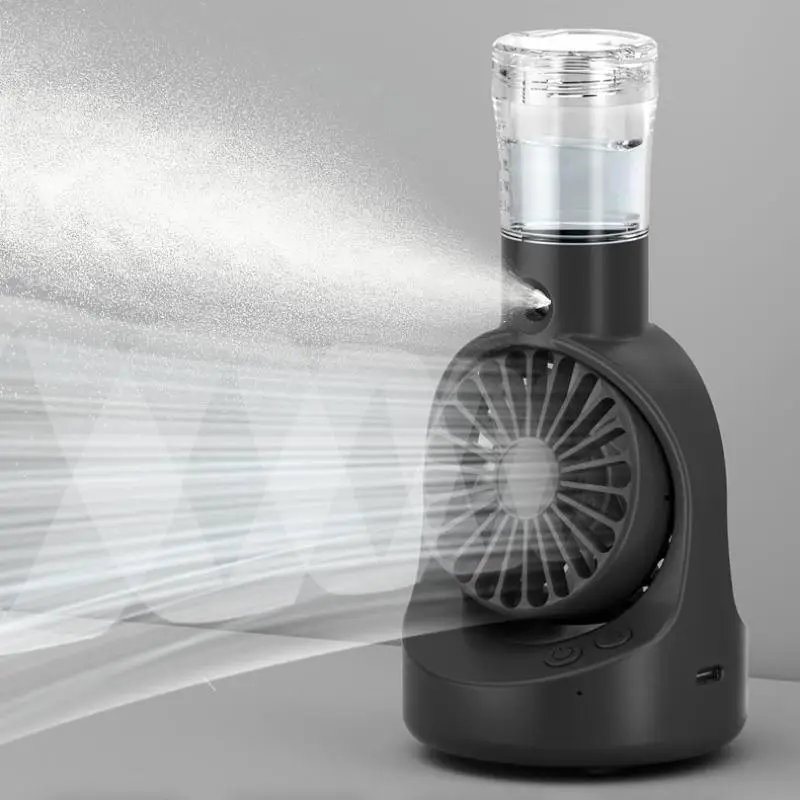 USB Rechargeable Handheld Spray Fan, Mini Desktop Portable Rotating Fan with Mist Humidifier, Multifunctional Small Fan for Living Room Classroom Bedr