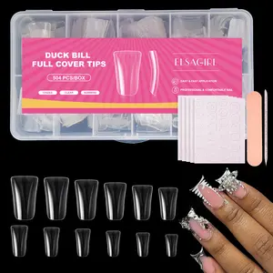 ELSAGIRL Duck Nails Tips, 504pcs  Clear Medium Duck Feet Nail Tips, Soft Nail Tips for Acrylic Nails Professional, Full Cover Duck Tips, Y2K Press On Nails for Daily Wear, Party, Halloween