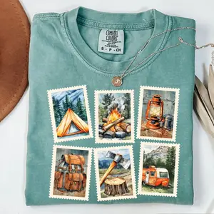 camping stamps clear film screen print