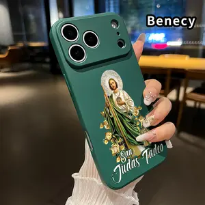 Straight Edge Phone Case for iPhone 17 15 16 14 Pro Max 13 12 11 XR XS Plus Air E  Jesus Yellow Rose Pattern Shockproof Liquid Silicone TPU Bumper Drop Protection Cover Smartphone Casing