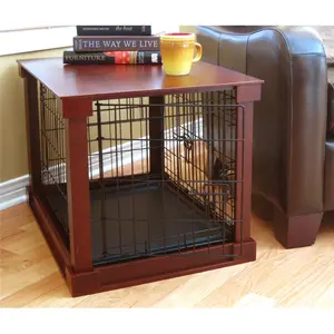 212 MAIN Pet Cage with Crate Cover, Powder Coat Finish, Wood Veneer Accents, Adjustable Size, Easy Setup, Removable Tray, Visibility Boost Feature
