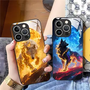 Colorful Seven Star Wolf Pattern hd Glass phone case applicable for iPhone 17 16ProMax 15 14 13 12 11 Plus cases fully wrapped edges drop resistant new style protective case urban sophisticated phone case high-end feel nic natalie reynolds mosnovo