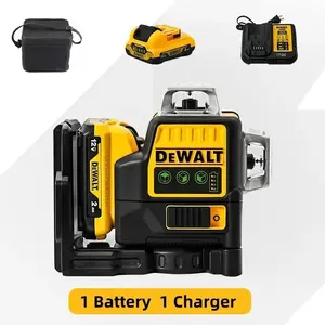 DEWALT DW089LG 12 Lines 3 Sides 360 Degree Vertical 12V Lithium Battery Laser Level Horizontal Green Meter Outdoor Leveling with 1 Battery 1 Charger