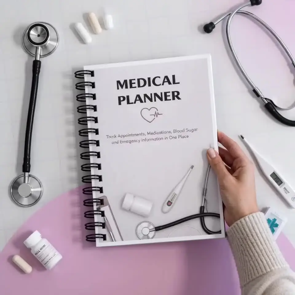 Comprehensive Medical Planning Notebook, Doctor Appointment Tracker, Medication Log, Blood Sugar Monitor, Insurance Info, Emergency Contacts, Chronic Disease Management