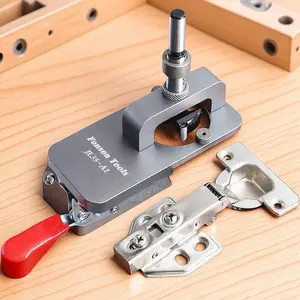 35mm Invisible Hinge Tool Kit with Tungsten Steel Drill Bit Non-Slip Cabinet Door Hole Cutter Woodworking Jig DIY Furniture Slotting Guide Heavy Duty Drilling Fixture Hidden Hinge Mounting Template Alloy Cutting Tool Combo Drill Attachment