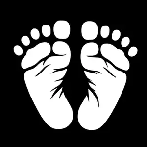 Baby Footprints decal, Decal Vinyl Window Decal for Vehicle Windows Boats RVs Office Desks Laptops Easy to Install, self adhesive, several colors and sizes.
