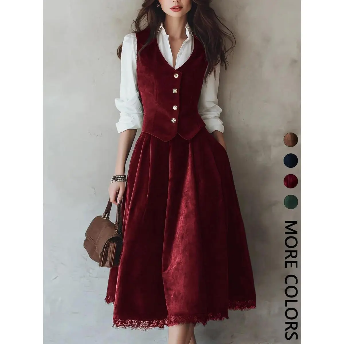 2026 Women’s New Arrival Dress and Vest Set, Fashionable Versatile with Waist Cinching Slimming Effect for Any Occasion Wear, Viral Style, Everyday, Wardrobe Staple, Resort Wear, Relaxed Fit, Stylish, Viral Fashion