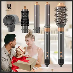 WeBeauty 5 in 1 Professional Hot Air Styler, 110,000 RPM Brushless Motor, 30 m/s Airflow, 1400 W, Air Wrap Curling Barrels, Detachable Attachments, 3 Temperature Settings, 2 Wind Speeds, Home and Salon Use