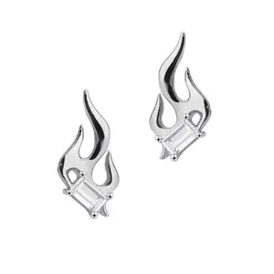 Flame Stud Earrings for Men Women Streetwear Hip Hop Punk Unisex Style