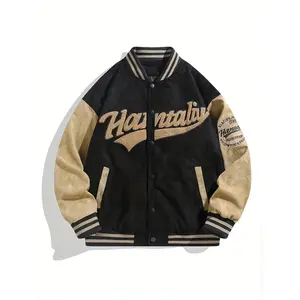 Men's Personalized Letter Embroidered Baseball Jacket - Lightweight, Windproof, Warm, High-Quality Casual Wear for Spring and Autumn Trendy Scream Bomber camisa de fes Stretch Cotton Hoodie with Pocket weston & co red long sleeve david laid Regular Fit a