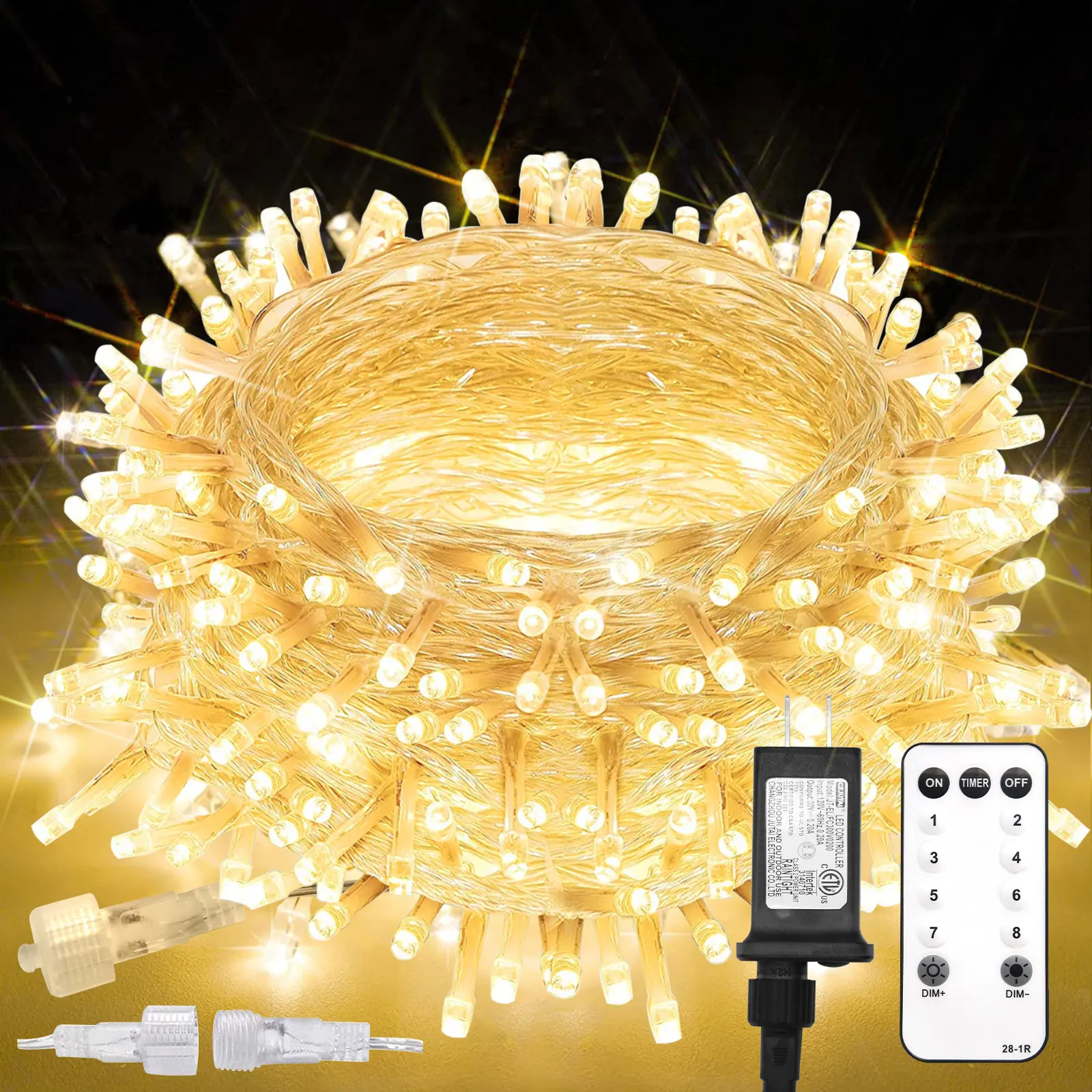 SUDDUS Indoor String Lights with Remote, Warm White Christmas Lights, Plug-In with Timer, 33 ft 100 LED Twinkle Fairy Lights for Bedroom, Dorm, Xmas Tree, Wreath, Wedding, Garden Party, Outdoor Decorations