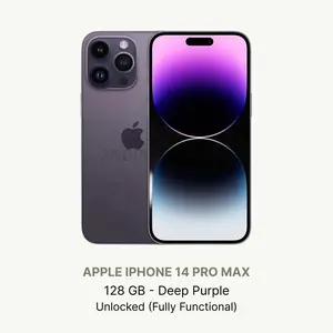 Apple iPhone 14 Pro Max 128GB Deep Purple Refurbished Factory Unlocked Excellent Condition Fully Functional with Charging Cable