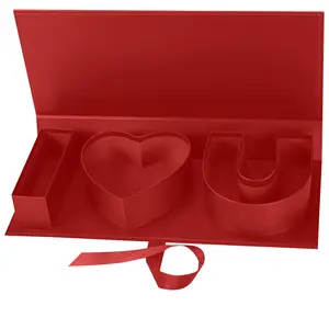 Empty I Love You Cardboard Letter Fillable Gift Box Red Valentine Flower Arrangements Chocolate Gifts Packaging for Mother's Day Wedding