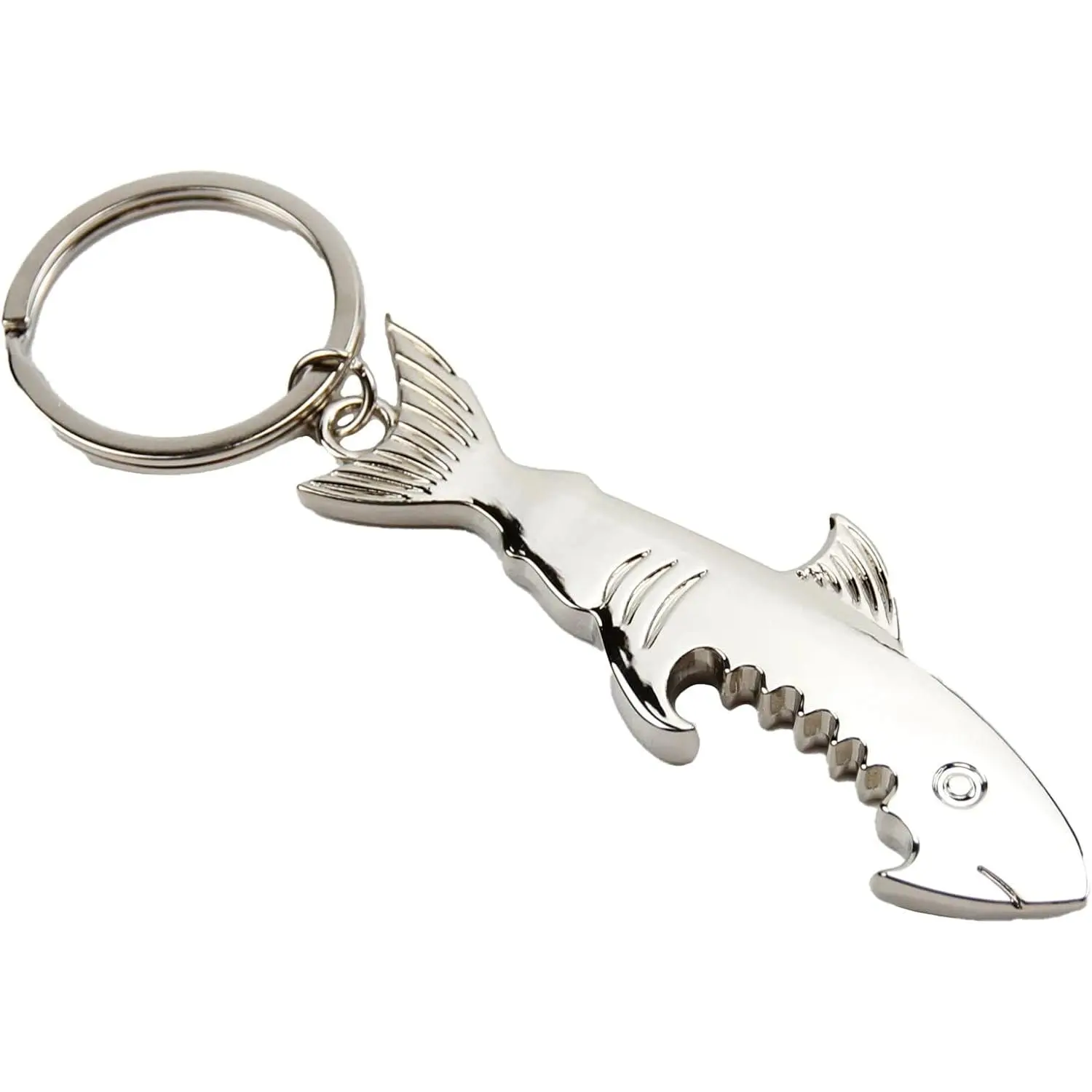 Creative Metal Corkscrew Shark Beer Bottle Opener Keychain Pendant, Creative Gift for Men & Women, Fashion Accessories for Daily Use
