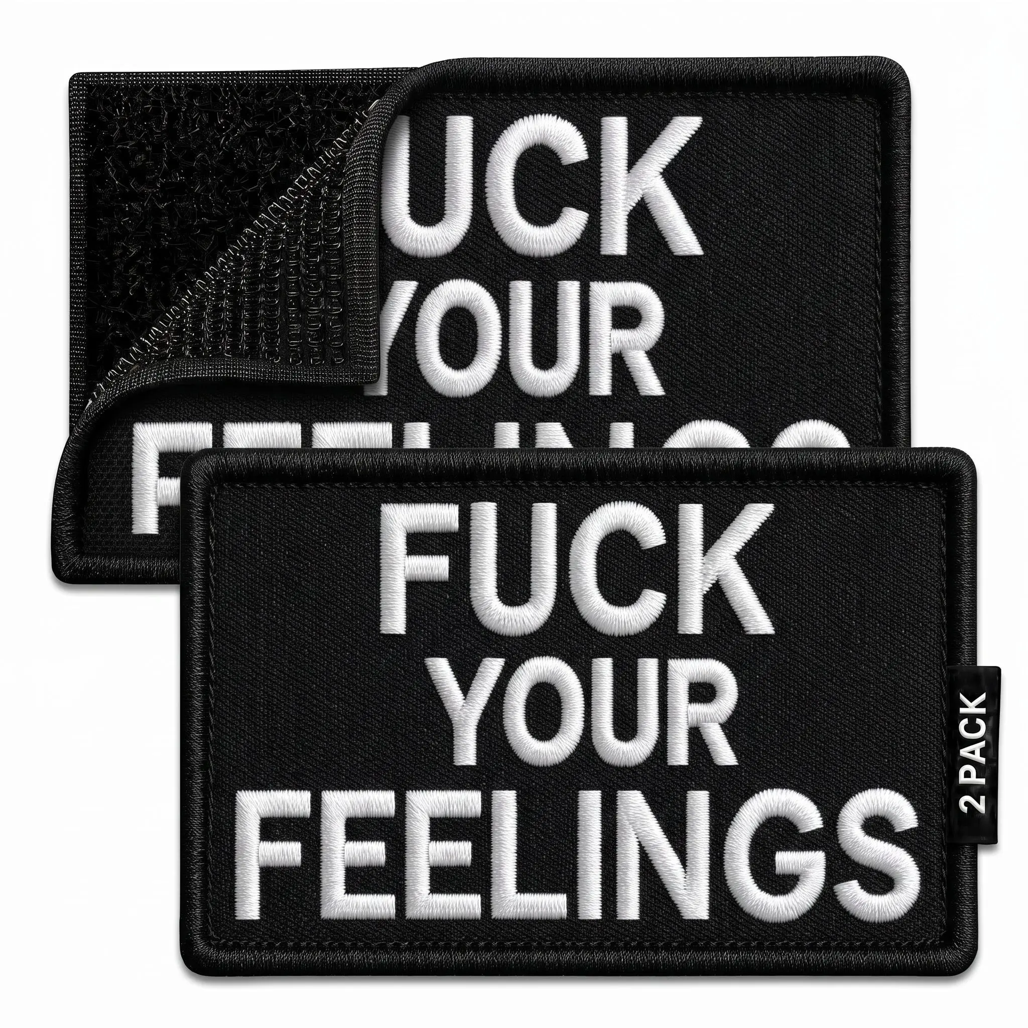 Set of 2 Tactical Patches Fuck Your Feelings Embroidered Hook & Loop Patches