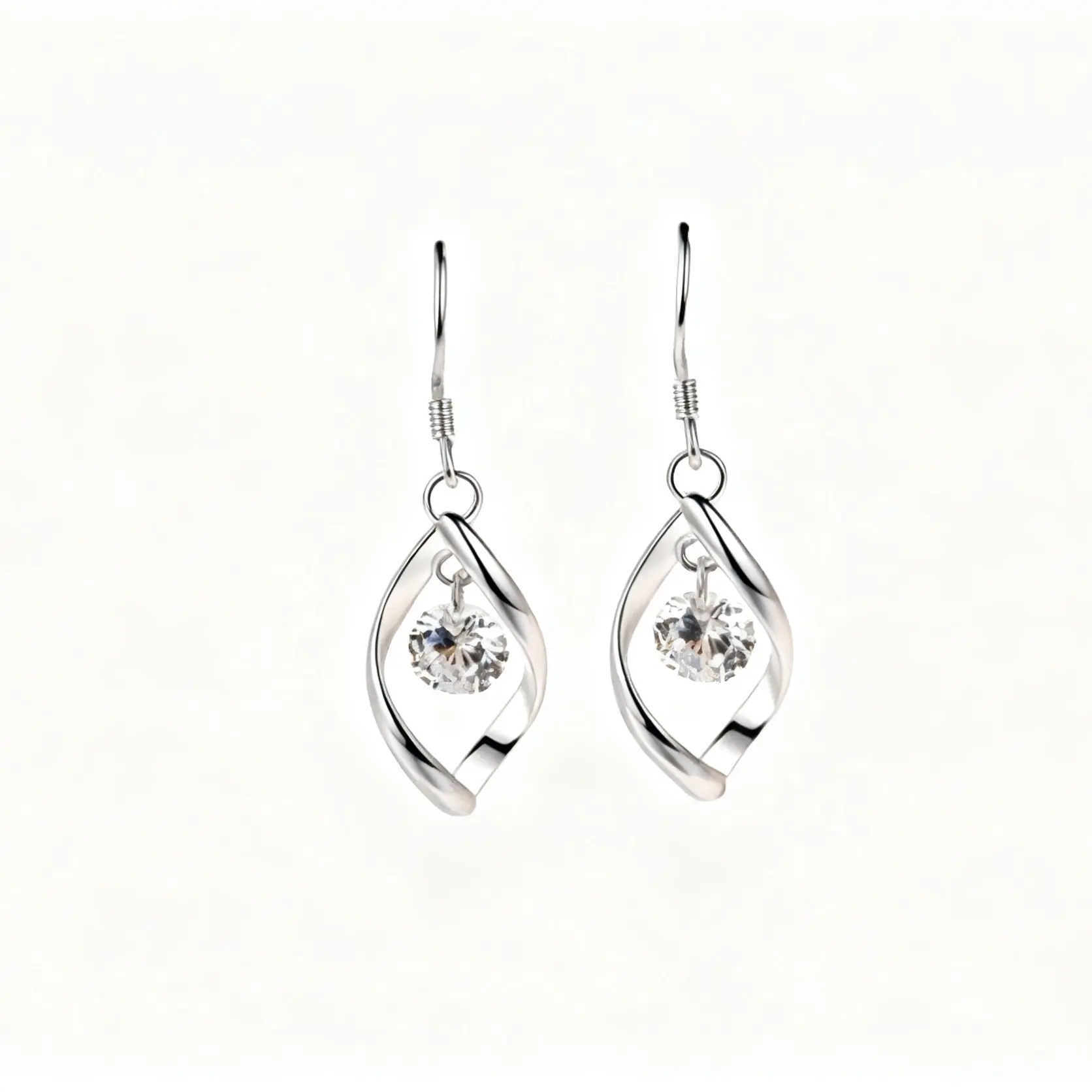 Women's Cubic Zirconia Gemstone Earrings - 1pc, Synthetic Coloured Gem Inlays, White Gold & Platinum-Plated Copper, Adult Fashion Costume Jewelry Accessories, Adults, Copper Plated With Platinum, Female, Synthetic/Simulated Coloured Gemstone, Electroplati