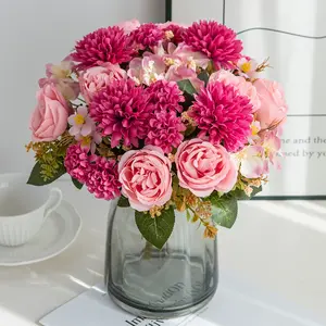 Simulation Festival Decorations with Chrysanthemum And Peony Flowers, Decorative Flowers - UV Resistant, Realistic Floral Arrangements Suitable for Weddings, Home, And Table Decor - Suitable for All Seasons Indoors And Outdoors