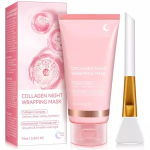 Collagen Overnight Wrapping Peel Off Facial Mask Pack - Elasticity & Hydration Care, Reduces Sagging & Dullness - Hydrolyzed Collagen For Glowing Skin - Korean Skin Care, 2.53 fl.oz