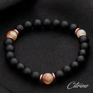 Onyx and Citrine Beaded Bracelet