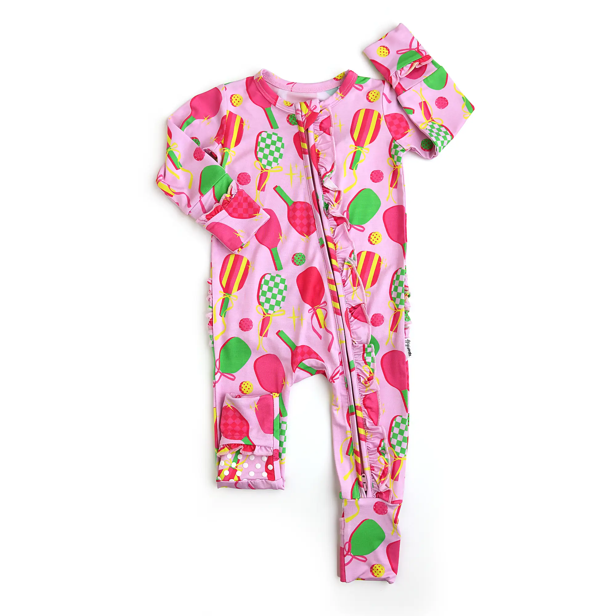 Poppy Pickleball RUFFLE ZIP Baby Girl Clothes Baby Clothing Pink Green Gigi and Max