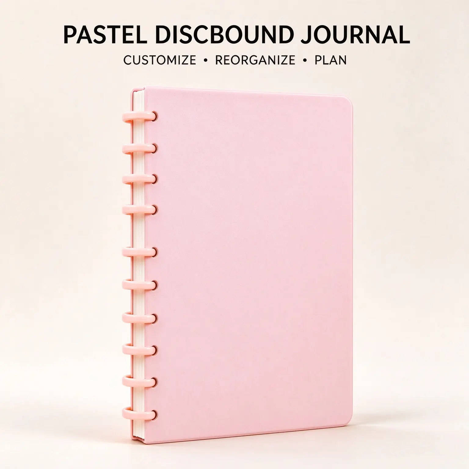 Pastel Discbound Notebook, Reusable Spiral Journal with Removable Pages, Cute Planner for School, Office, Study Notes & Aesthetic Desk Setup