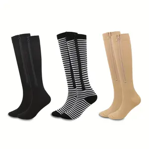 3 Pairs Breathable Zipper Compression Socks,Unisex,Toe Support Fit for Outdoor Running,Sports,Travel,Nurses