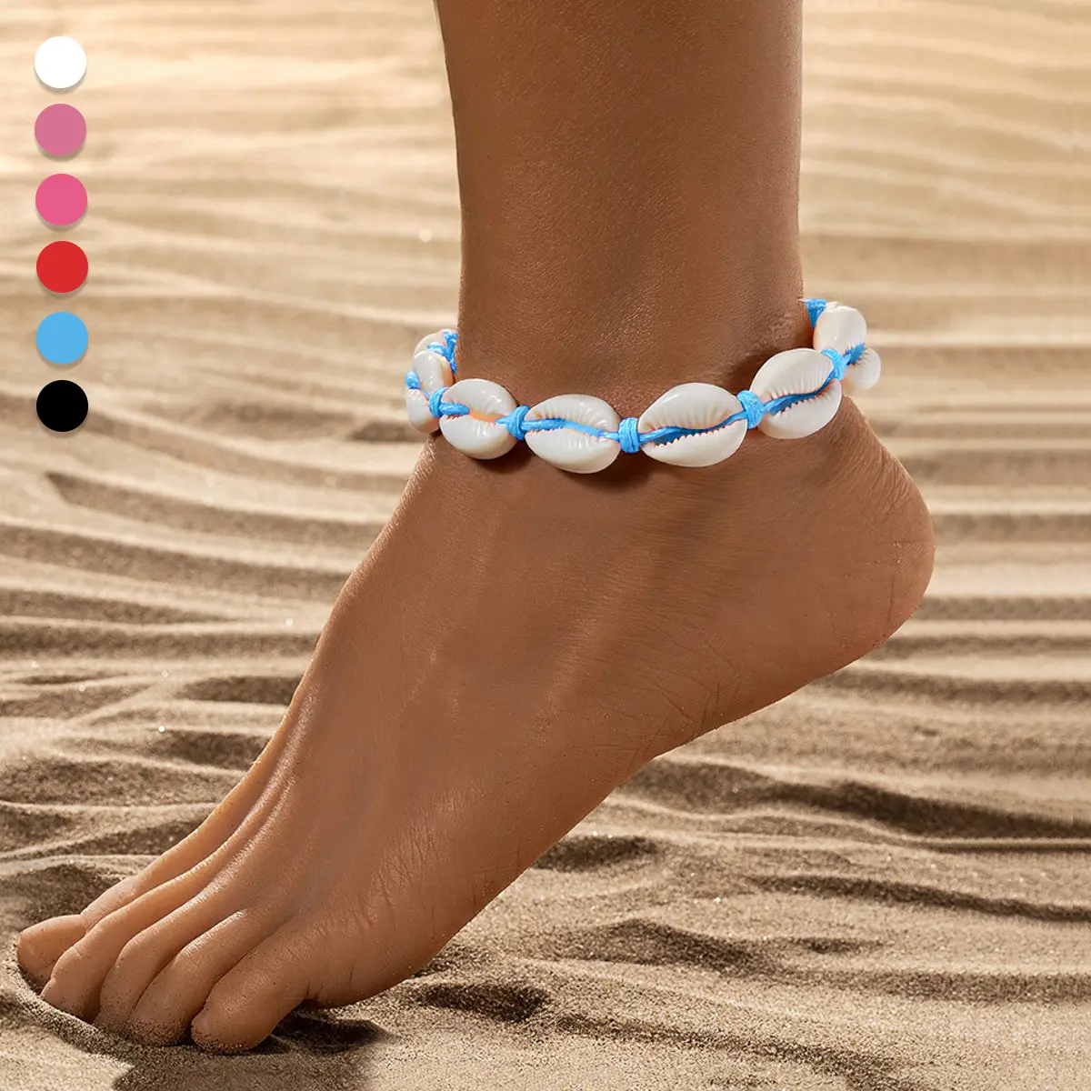 Handmade Casual Shell Bracelet for Women, Adjustable Boho Anklet Hawaiian Style Seashell Charms Foot Jewelry Accessories for Summer Beach Gifts