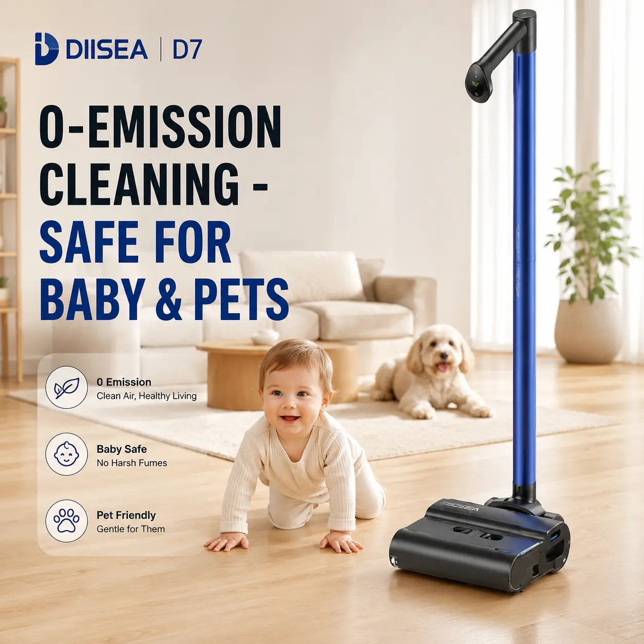 DIISEA D7 Self-Propelled Floor Washer, Wet & Dry Mop, Detachable Split Handle For Whole House Cleaning
