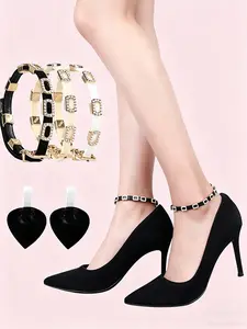 Anti-Slip Shoe Laces for High Heels, Women's Shoe Strap Buckle, Secure Fit Shoelace Keeper, Leather Shoe Accessories