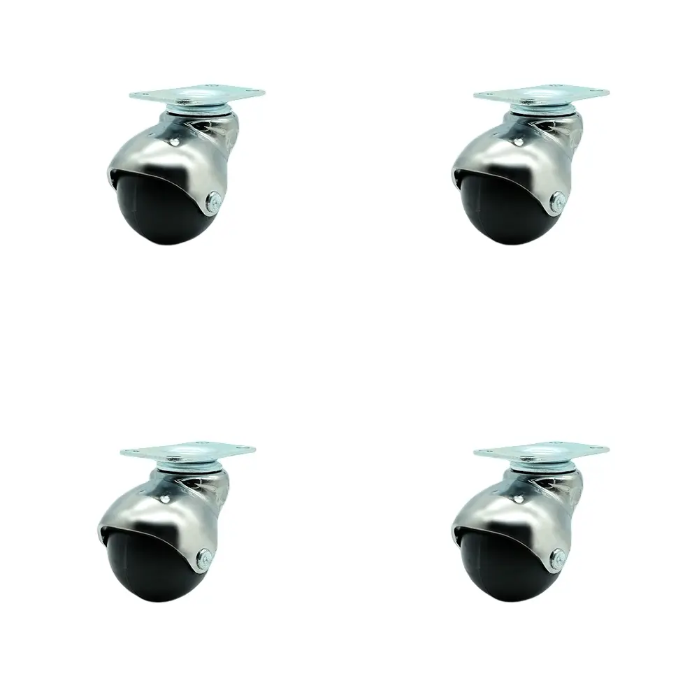 Service Caster SCC-TP01S20-POS-BC-4 2 in. Swivel Ball Caster Wheels for Furniture Bright Chrome Hooded Casters with Top Plate Casters for Coffee Tables & Ottomans - Set of 4