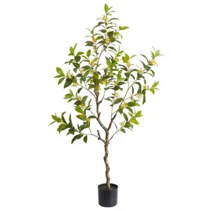 GARVEE Artificial Osmanthus Tree with Lifelike Flowers and Leaves, 1.4 Meters Tall, Potted Plant for Indoor and Outdoor Decor, Ideal for Living Rooms, Front Porches, and Gardens