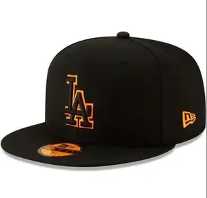 Los Angeles Dodgers Snapback Cap Adjustable Flat Bill Hat Black Orange MLB Baseball Street Style
