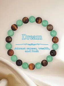 8mm Tiger Eye & Jade Beaded Bracelet, High Quality Bracelet, Fashionable Elastic Design Bracelet for Women & Men, Elegant All-match Fashion Accessories for Daily Wear