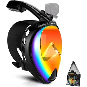 Odoland Snorkel Mask, Full Face Snorkeling Mask, 180 Panoramic View Diving Mask with Camera Mount, Dry Top System for Adult