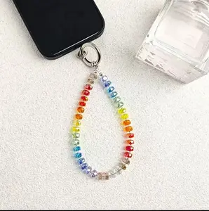 Fashion Jew Lucky Rainbow Puppy Phone Chain Anti Lost Keychain Exquisite Bag Charm Hand Made Beaded Accessory