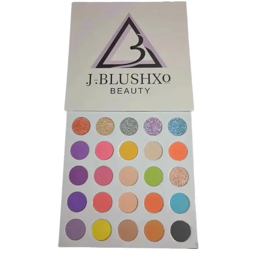 J-Blushxo Summer Eyeshadow Palette, 25 Vibrant Powder Shades, 4 Neon, 6 Shimmer Duo-Chrome, Cruelty-Free