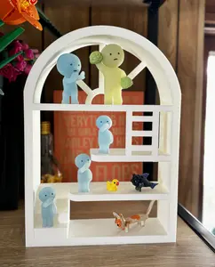 Mini House Display Shelf 3D Printed - Mini Smiski Figures Dest Shelf, Small Toy Display Shelf, Miniature Display, Crystal Quartz Showing Shelf