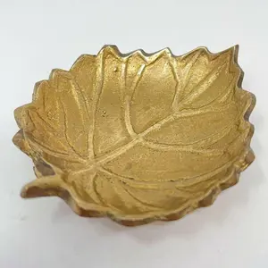 Handcrafted Solid Brass Mid-Century Leaf-Shaped Ashtray, Small Multi-Use Tray, Antique Household Items Decor Trinket
