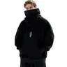 400GMS Unisex Ninja Double Neckline Hip Hop Techwear Harajuku Hoodie, Long-Sleeves, Loose Casual, Pocketed Pullover, Face-covering hoodie