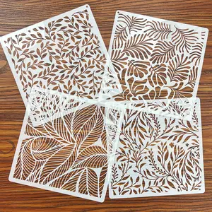 Plant Leaf Painting Template Set, 4-Piece Texture Templates, DIY Craft & Decoration, Durable Design, Reusable Washable