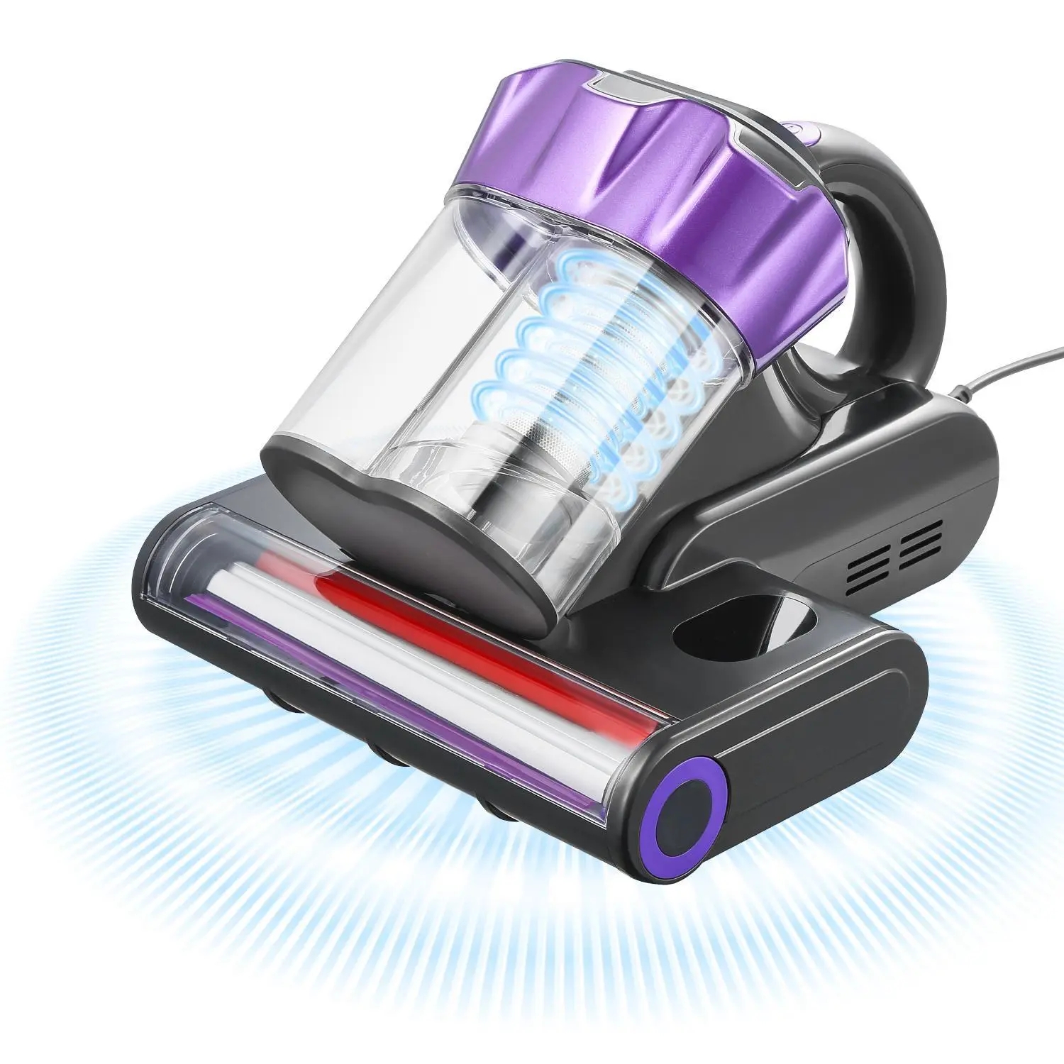 VEVOR Corded Handheld Vacuum Cleaner, 550W Motor, 18Kpa Suction, Gray, Silicone Brush, HEPA Filter, Dual Dust Bin, Dual Filters, Heating, Ultrasound Tech, Light-Up Cleaning Lights, Odor Removal, Removable Compartments for Bed, Sofa#BacktoSchool, 550W Powe