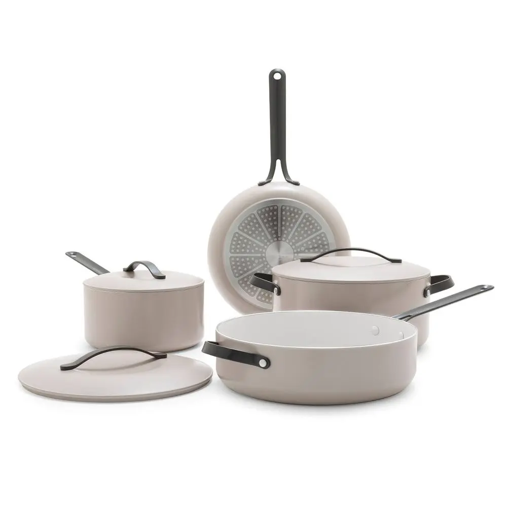GreenPan 7PC Aluminum Set Fry Pan Stockpot Gray Ceramic CookwareSteel GreenPan 7PC Aluminum Set Fry Pan Stockpot Gray Ceramic CookwareSteel