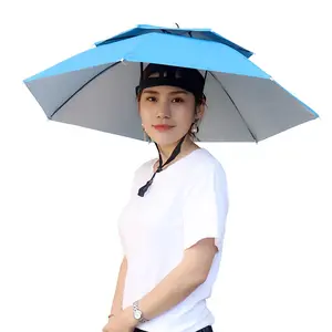 Portable Rain Umbrella Hat Foldable Outdoor Fishing Sunshade Waterproof Camping Headwear Beach Head Hats Fishing Hat 55-95CM