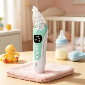 Rechargeable Baby Nasal Aspirator, Adjustable Suction, LED Display, Soothing Music, for Newborns & Infants, Congestion Relief, Batteries