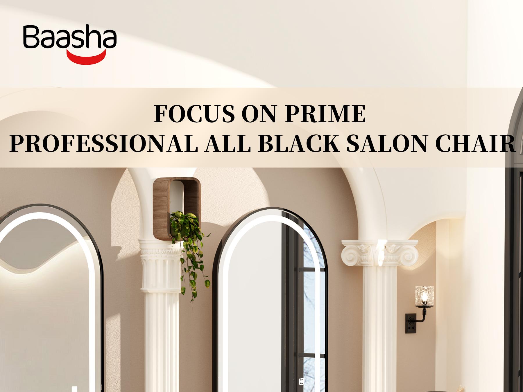 Baasha Luxury Black & Gold Salon Chair | Upgraded High-Resiliency Comfort Cushion | 360° Swivel & Hydraulic Height Adjustable | Scratch-Resistant PU Leather | Heavy Duty Metal Base Professional Styling Chair for Hair Stylists & Beauty Salons