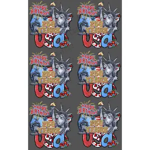 HAPPY BIRTHDAY USA (1) PREMADE GANGSHEET - 22X36 DTF TRANSFERS - DIRECT TO FILM